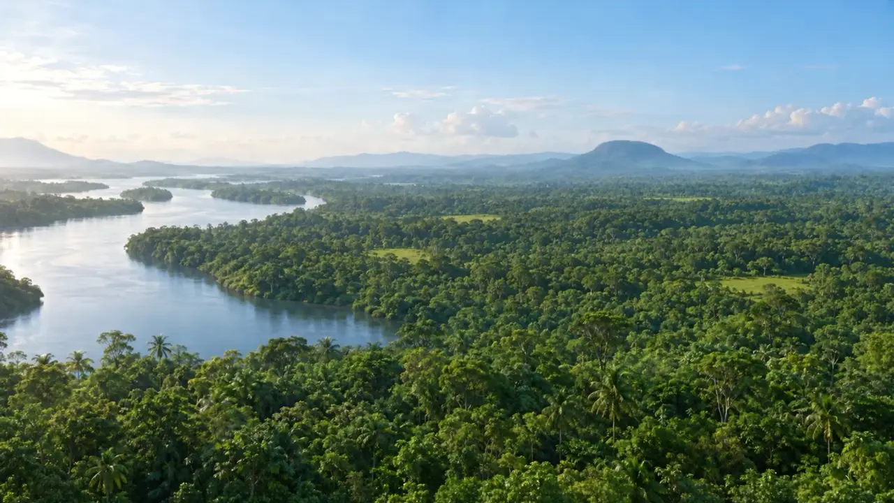 A river and tropical forest before the proposed Project Green facility is constructed.